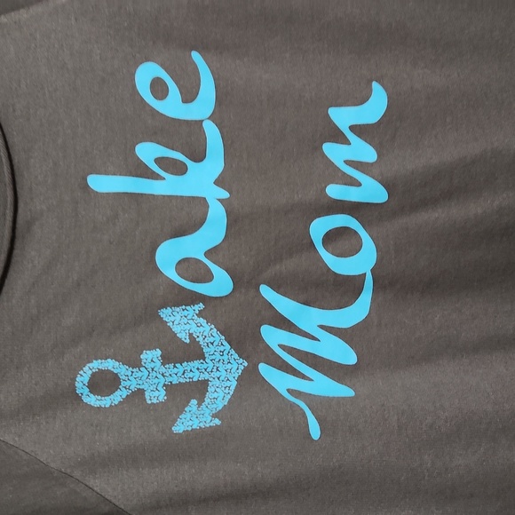 LAKE MOM gray tshirt 3/4 sleeves Teal lettering size 1X Plus - Picture 2 of 5